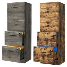 Filing Cabinet With 4 Drawers, Lockable Cabinet, Rustic , Vertical Offic