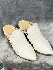 REPORT  Tommy’s Weave Caged Taupe  Slip On Mule Blocked Heel Sz 8.5