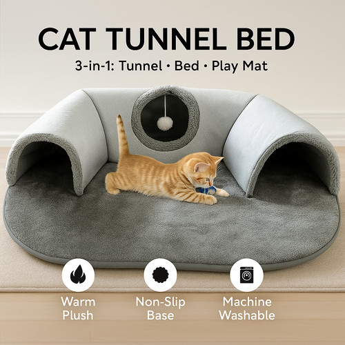Cat tunnel bed - tunnel, 3-in-1