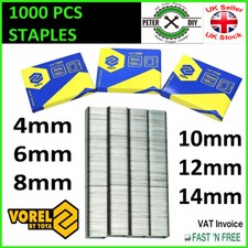 1000 PCS 4mm-14mm HEAVY DUTY STAPLES Type  53A 11.3mm Gun Upholstery Galvanised