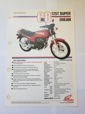 HONDA CB125S SUPER DREAM Motorcycle Sales Spec Leaflet JUN 1982