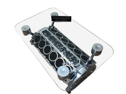 V12 engine block coffee - v12, table
