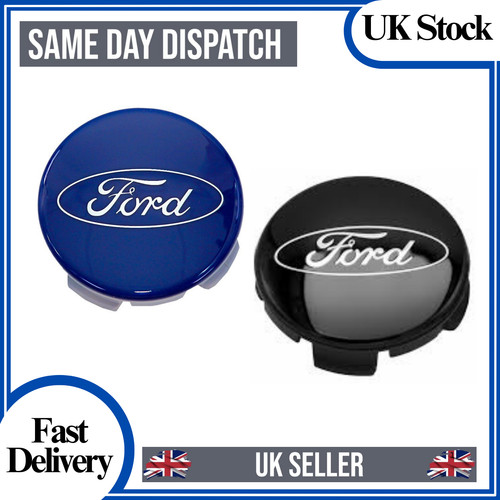 Black blue ford centre caps - 4x,
