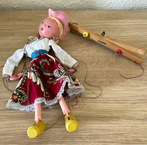 Vintage girl string marionette - vintage,