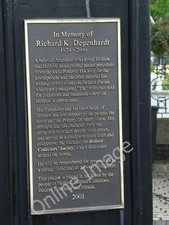 Photo 6x4 Inscribed plaque, Belleek Town Clock Beleek The inscription rea c2011