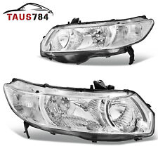 Chrome Clear Headlights Assembly For 2006-2011 Honda Civic Coupe 2Dr Coupe 06-11
