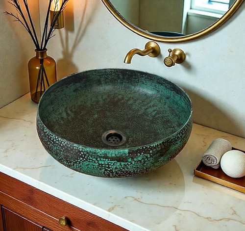 Handmade green patina copper - patina,
