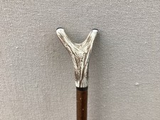 Red Deer Antler Walking Snakeskin Hazel Thumb Stick  No.19