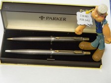 VINTAGE COUPLE PARKER 75 CISELE' MECHANICAL PENCIL & BALLPOINT USED
