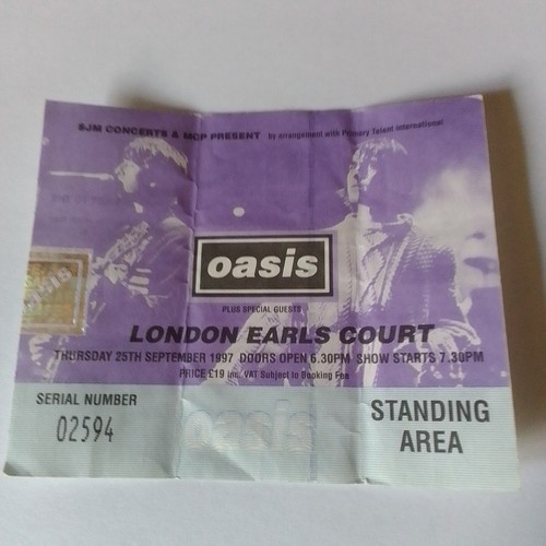Oasis ticket stub from - , classic