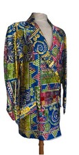 ZANDRA RHODES VINTAGE 1980'S JACKET COLOURED-PATTERN LOOSE SLEEVE SIZE M