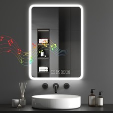 500 x 700 mm Bluetooth Bathroom Mirror with LED Lights Wall Mounted Demister UK