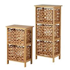 Bamboo Chest 2 / 3 Storage Drawers Honey Rattan Fabric Bedroom Organiser Coastal