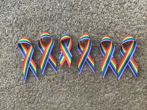 Gay pride awareness ribbon pin - gay,