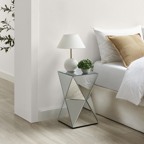 Diamond mirrored bedside - bedside, table