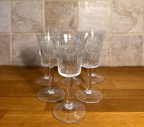 Vntage set etched lady - vntage,