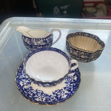 Spode Blue And White Teacup And Saucer milk and sugar 