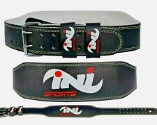 Leather Weight Lifting Belt Padded Power Training Gym Bodybuilding Workout INI