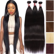 Straight 100% Virgin Human Hair Weave Weft 1-3 Bundles Brazilian Weave Weft