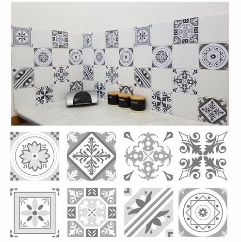 Grey mosaic tile stickers - mosaic,