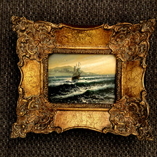 Framed seascape with frothy