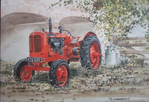 Tractor greeting card red - tractor,