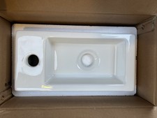 Small Compact Bathroom Cloakroom Hand Wash Basin Sink Ceramic Wall Hung White