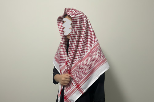Red and white shemagh scarf - shemagh,