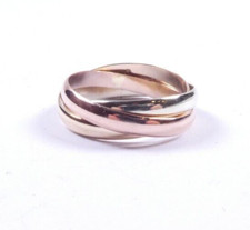 Gold ring 9 carat yellow pink white gold Russian wedding band size P Trilogy