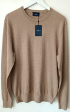 HACKETT - NEW TAG - Size L Beige Cotton Cashmere Crew Neck Men's Jumper RRP £155