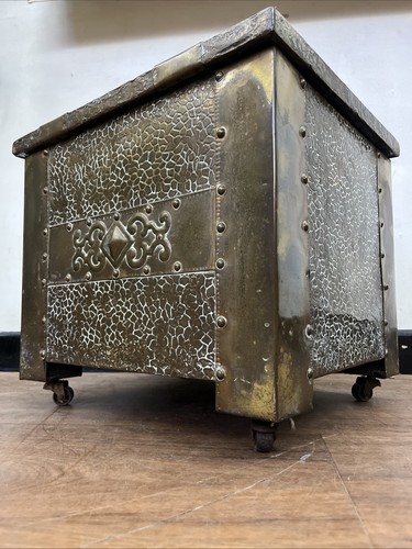 Antique brass coal scuttle box - antique,