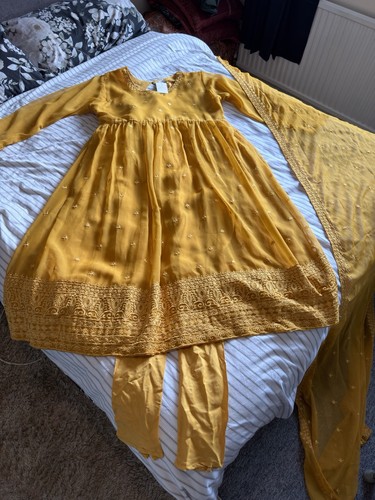 Mustard piece anarkali - mustard,