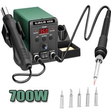 700W 2 in 1 Soldering Iron Station Hot Air Gun Desoldering Rework LED Digital UK