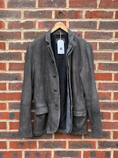 EMERSON All Saints Mens Leather Jacket Blazer MEDIUM Grey Biker