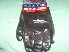 WORK GLOVES  WELLS LAMONT BLACK P.V.C. COATED GLOVES  LARGE 9.5  5 PAIRS