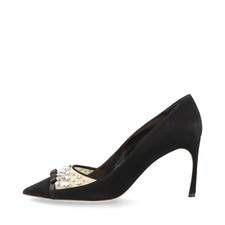 Miu Miu Suede Pumps 38 Ladies' Black Bijou