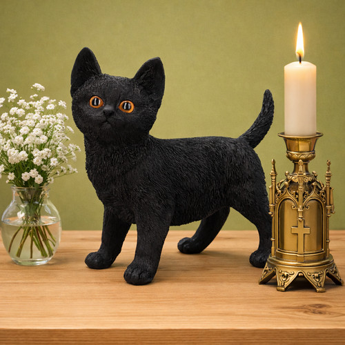 Black cat ornament resin - ornament,