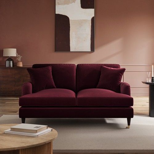 Burgundy velvet seater - velvet,