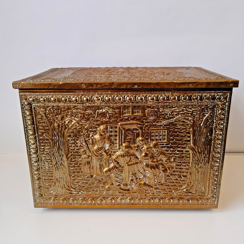 Vintage quality brass coal box - coal,