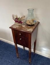 French Louis XVI Antique Marble Bedside Cabinet Table Pot Cupboard
