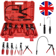 9x Flexible Hose Clamp Clip Pliers Set Swivel Jaw Flat Angled Band Remover Tool
