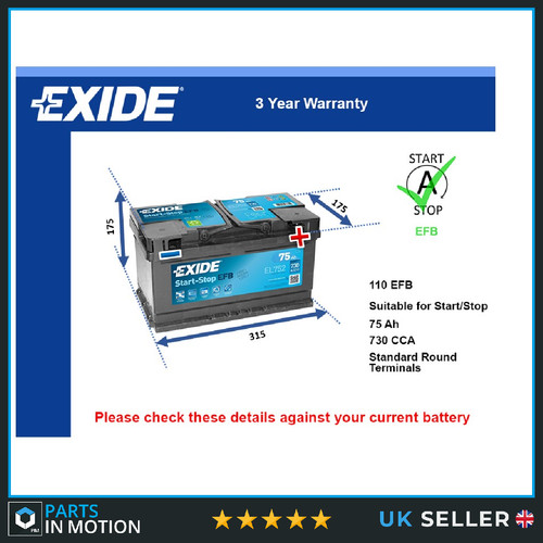 Efb car battery fits - car,