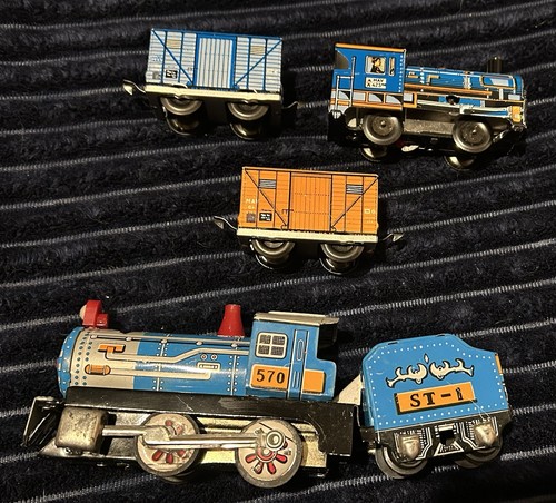 Vintage tin toy trains - , and