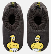 Simpsons Slippers Homer Simpson Socks Mens Charcoal