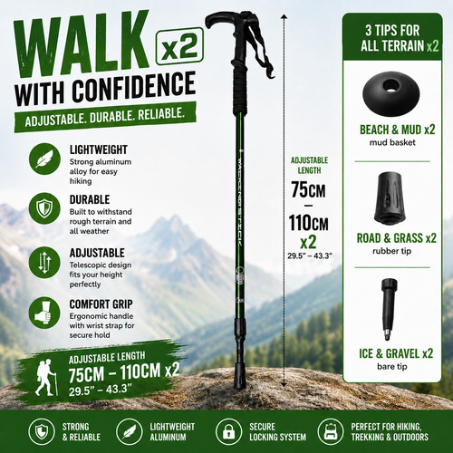 Green anti shock walking - green, anti-shock