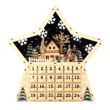 Christmas LED Advent Calendar Light Up Wooden Xmas Countdown Nordic House Star