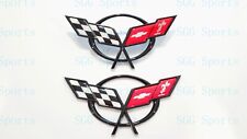 2PC 1997-2004 C5 Corvette Black Front Bumper Rear Deck Lid Cross Flags Emblem
