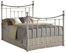 Traditional metal bed frame,Victorian,Black,Cream,Brass,4ft6 Double,5ft King