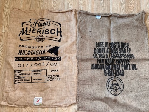 Two used coffee - two, sacks