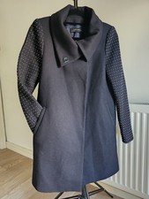 ZARA Navy Blue Studded Applique Sleeve Winter Coat  RARE Size EUR S